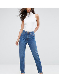 Asos Tall Original Mom Jeans In Haillie Wash With Stepped Hem