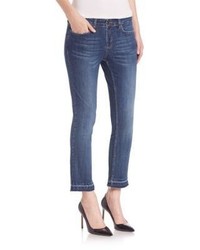 Set Raw Edge Cropped Jeans