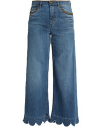 RED Valentino Redvalentino Scallop Edged High Rise Cropped Jeans