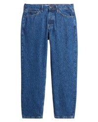 Topman Relaxed Jeans In Mid Blue At Nordstrom