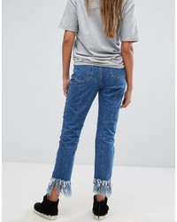 Missguided Riot High Waisted Fray Hem Jean