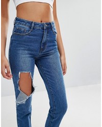 Missguided Riot Mom Busted Knee Jean