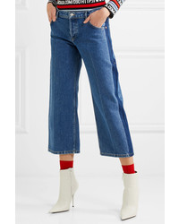 Balenciaga Rockabilly Cropped Mid Rise Wide Leg Jeans Indigo