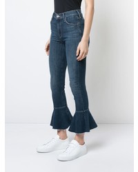 Mother Ruffled Hem Cropped Jeans