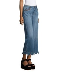 RED Valentino Scalloped Wide Leg Jeans