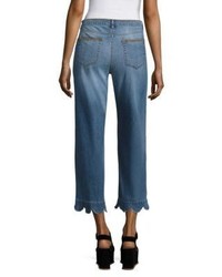 RED Valentino Scalloped Wide Leg Jeans