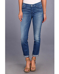 7 For All Mankind Skinny Crop And Roll In Slim Illusion Bright Blue