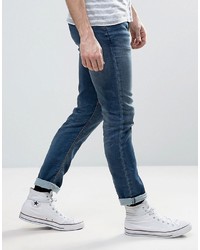 Selected Jeans Slim Fit In Mid Blue