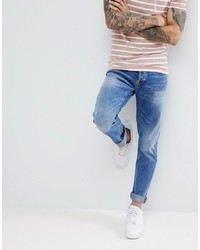 ONLY & SONS Slim Fit Jeans In Washed Blue Denim
