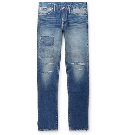 VISVIM Social Sculpture 04 Slim Fit Distressed Denim Jeans, $607