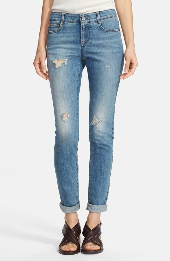 distressed ankle jeans