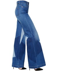 Stella McCartney Wide Leg Faded Cotton Denim Jeans