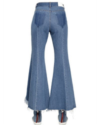 SteveJ & YoniP Front Slit Frayed Cotton Denim Jeans