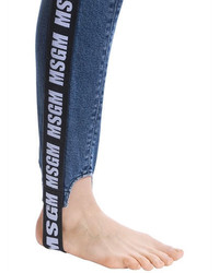 MSGM Stirrup Denim Jeans W Side Logo Bands