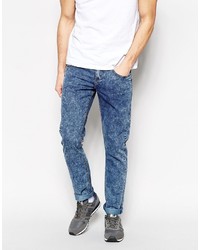 NATIVE YOUTH Straight Fit Acid Wash Jeans