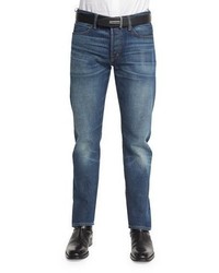 Tom Ford Straight Fit High Low Selvedge Denim Jeans Indigo