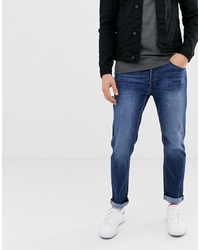 Jack & Jones Straight Fit Jeans In Mid Blue Wash