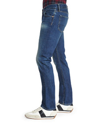 Tom Ford Straight Fit Vintage Wash Selvedge Denim Jeans Blue