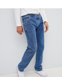 Noak Straight Jeans In Mid Wash Blue With Toggle