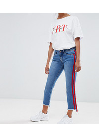 Only Petite Straight Leg Crop Jean With Sports Stripe
