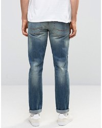 Asos Stretch Slim Jeans With Rips In Mid Wash