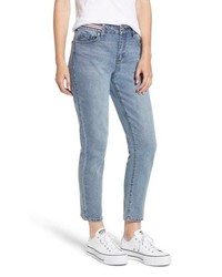 PROSPERITY DENIM Stripe Waist Straight Leg Jeans