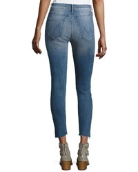 Mother Stunner Zip Ankle Step Fray Jeans Blue