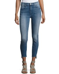 Mother Stunner Zip Ankle Step Fray Jeans Blue