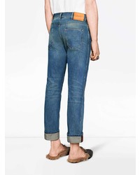 Gucci Tapered Denim Pants With Web