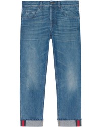 Gucci Tapered Denim Pants With Web
