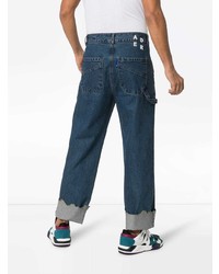 Ader Error Turn Up Torn Hem Cotton Jeans