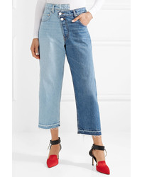Monse Two Tone Distressed Mid Rise Straight Leg Jeans