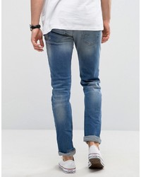 Benetton United Colors Of Slim Fit Jeans In Light Washed Denim With Distressing