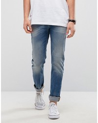 Benetton United Colors Of Slim Fit Jeans In Light Washed Denim With Distressing