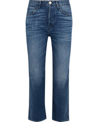 3x1 W4 Shelter Austin Cropped High Rise Straight Leg Jeans Mid Denim
