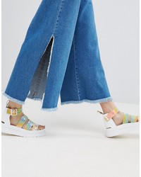 Asos Wide Leg Jeans With Side Splits And Raw Waistband