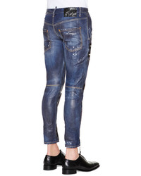DSQUARED2 Zipper Trim Slim Fit Denim Jeans Blue