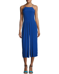 1 STATE 1state Pleated Leg Sleeveless Cropped Jumpsuit Blue