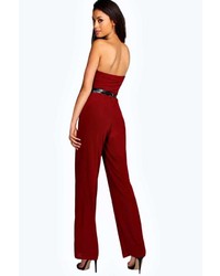 Boohoo Aamira Bandeau Wide Leg Gold Belt Jumpsuit