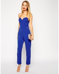 Asos Collection Jumpsuit In Bandeau With Zipper Detail