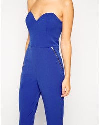 Asos Collection Jumpsuit In Bandeau With Zipper Detail