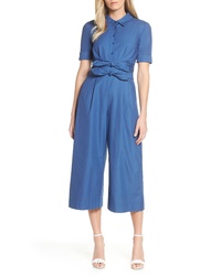 Gal Meets Glam Collection Double Tie Front Cotton Jumpsuit