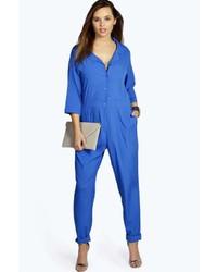 Boohoo Plus Milly Woven 34 Sleeve Button Through Jumpsuit
