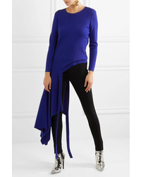 Balenciaga Asymmetric Stretch Knit Wrap Top Cobalt Blue