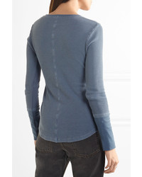 Splendid Nordic Waffle Knit Stretch Supima Cotton And Micro Modal Blend Top Petrol