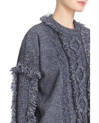 Belstaff Kia Fringe Trim Cable Knit Wool Blend Sweater