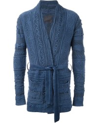 Laneus Cable Knit Robe Style Tie Up Cardigan