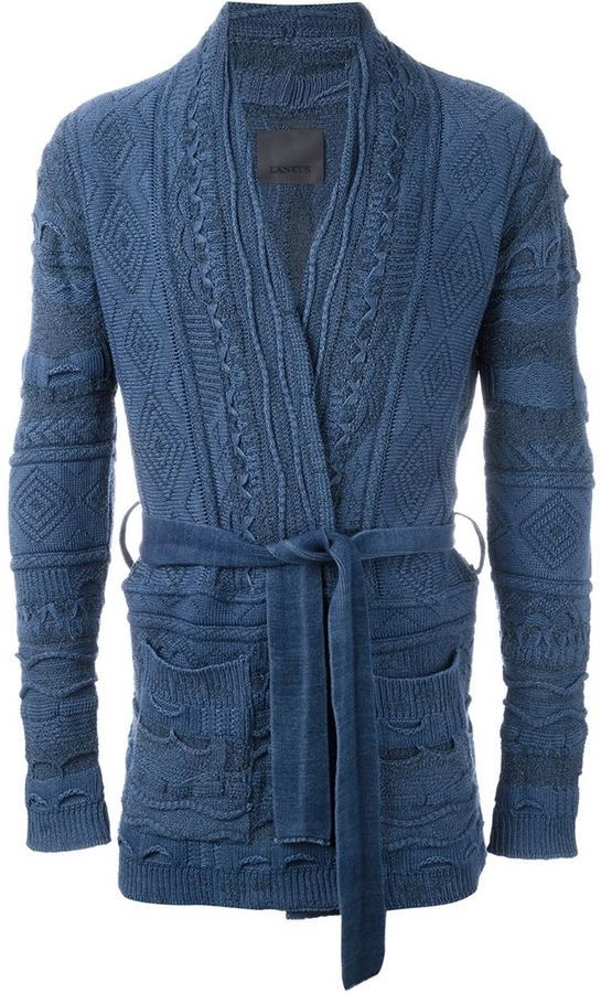 Laneus Cable Knit Robe Style Tie Up Cardigan, $520