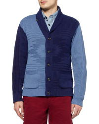 Ovadia Sons Patterned Knitted Cotton Shawl Collar Cardigan