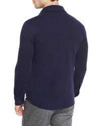 Brunello Cucinelli Western Knit Shirt Cardigan Cobalt